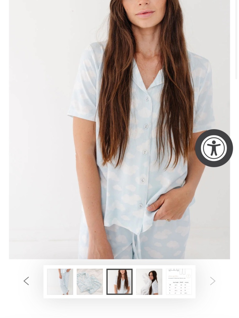 Plain Jane Women's Button Down pajama Set in Clouds